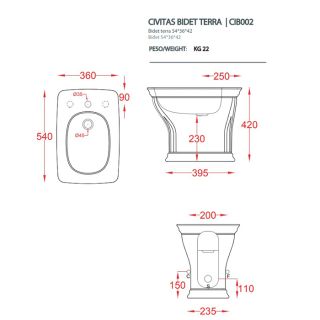 Биде Artceram  CIVITAS CIB002 01 00 bi*1 белое